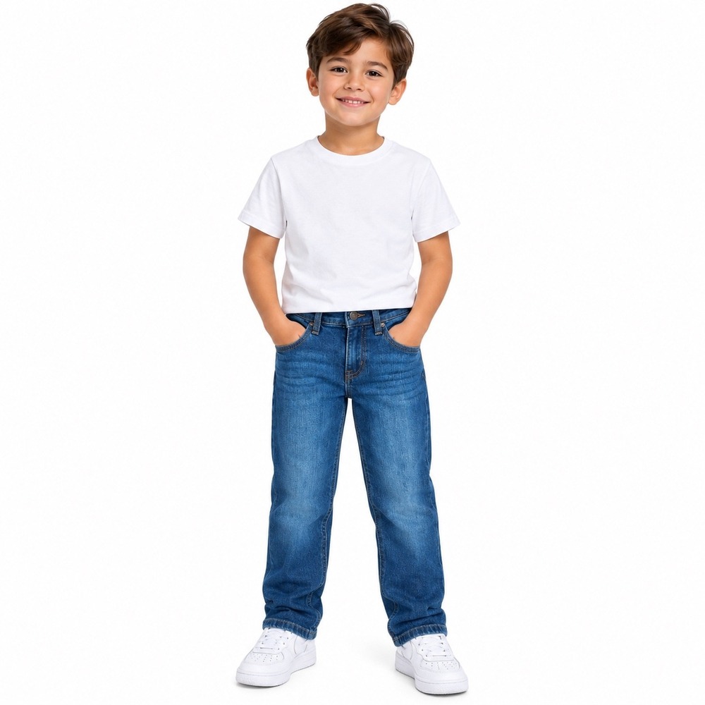 Jumping Beans Boys Straight Leg Jeans Size 6 Blue Denim Medium Wash Stretch